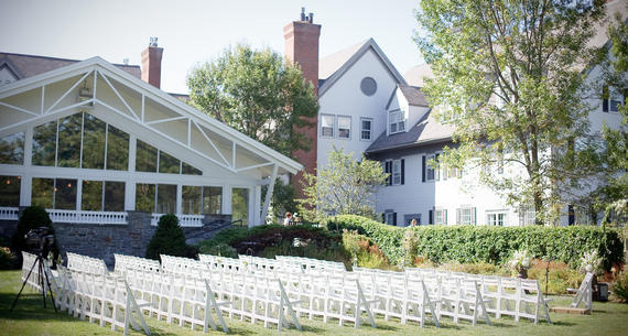 white chairs set up on the essex east lawn