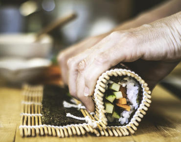 close up of sushi