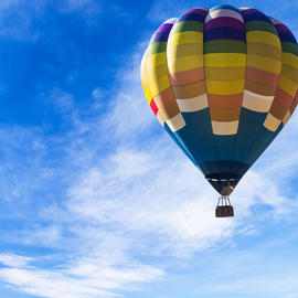 hot air balloon in front of blue sky