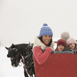 family in sleigh