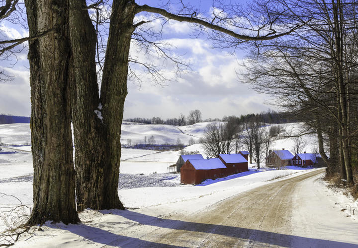 winter road in vermont