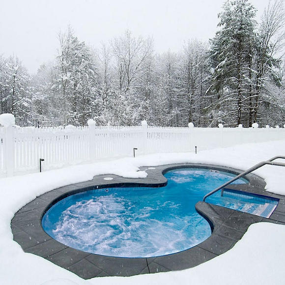 winter hot tub in the snow